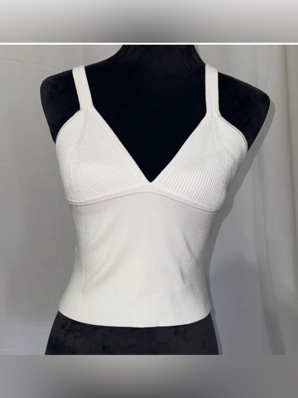 Free People White Ribbed Knit Top - size Medium